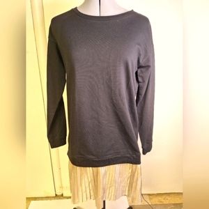 Massimo Fabbro ITALY  Black w/ Gold Lama Pleated Edge Dress. Size XS